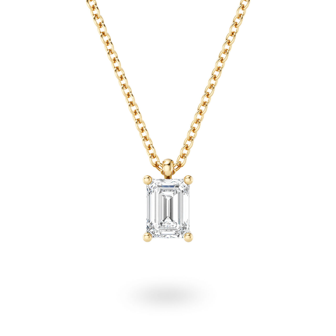 Birks Blue Yellow Gold Emerald-Cut Diamond Pendant with Sapphire Accent image number 0